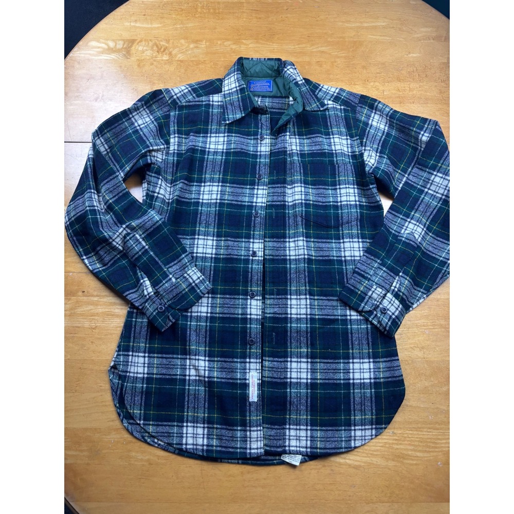 Pendleton Country Traditionals Wool Flannel Shirt Campbell Tartan Green Small